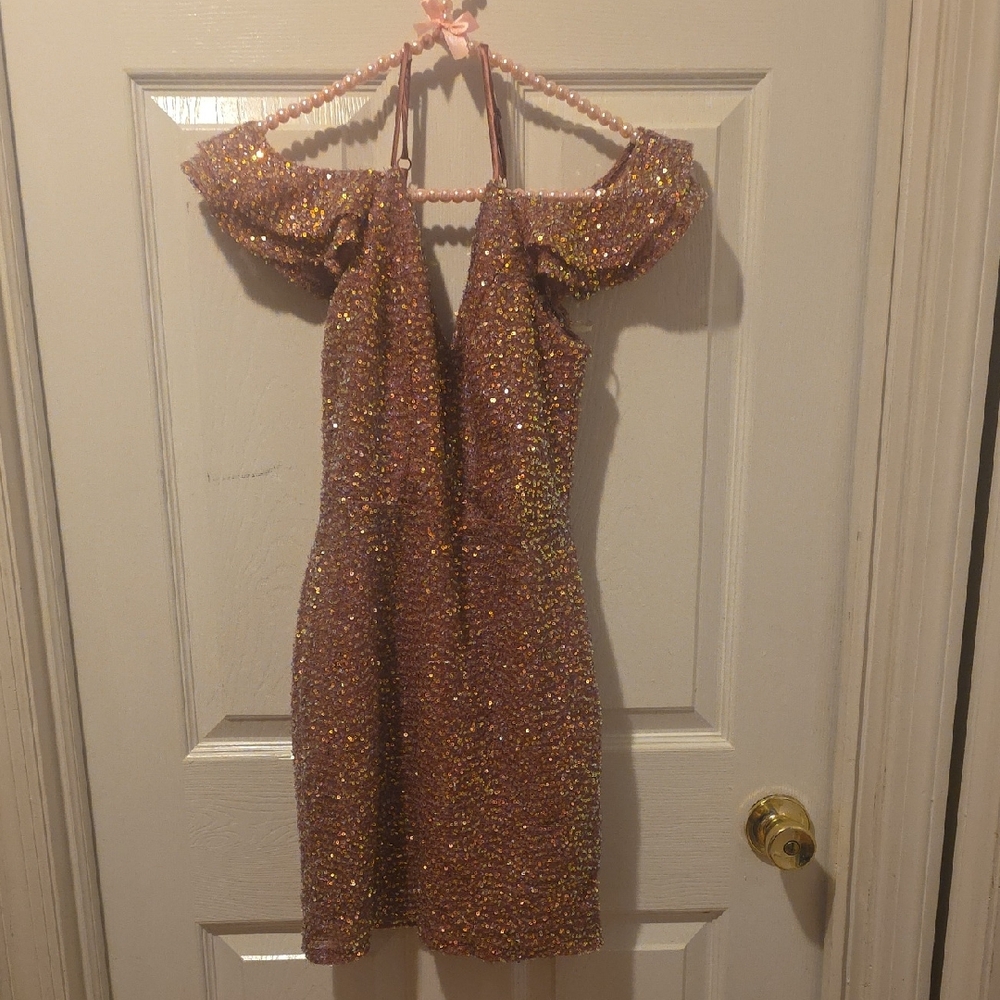 Crystal Doll Sparkling Pink Mini Dress